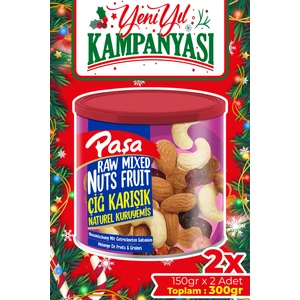 Paşa Kuruyemiş Çiğ Karışık Kuruyemiş Teneke Kutu 150 gr x 2 Adet
