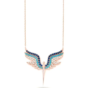 Mikail Meleği Firuze Taşlı Kadın Gümüş Kolye