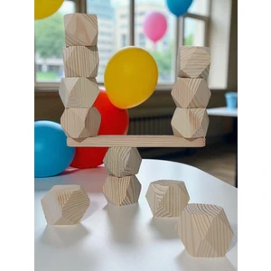 Erc Wood Blocks Ahşap Denge Blokları Montessori Waldorf Eğitimi 12 Li Set Ahşap