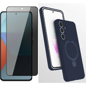 Samsung Galaxy S25 Fe Kılıf M-Safe Şarj Özellikli Standlı Zore Samara Kapak + Privacy Hayalet Ekran Koruyucu