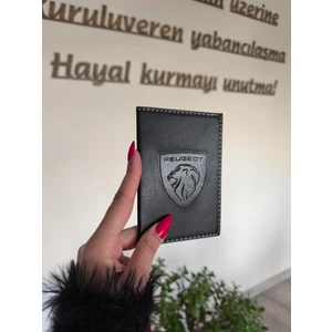 Peugeot Deri Dikişli Araç Ruhsat Kılıfı Kabı Oto Ruhsatlık Araba Ruhsat Koruyucu
