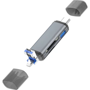 ADS-28 6ın1 Otg Card Reader- Lightning Apple, Iphone& Ipad için, USB 3.0 to Type C SD/TF Kart Okuyucu