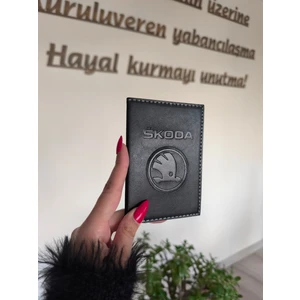 Efe Deri Skoda Deri Dikişli Araç Ruhsat Kılıfı Kabı Ruhsatlık Araba Ruhsat Koruyucu