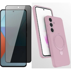 Samsung Galaxy S25 Fe Kılıf M-Safe Şarj Özellikli Standlı Zore Samara Kapak + Privacy Hayalet Ekran Koruyucu