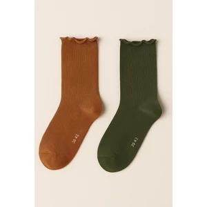 Kadın 2'li Bileği Fırfırlı Soket Çorap