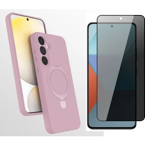 Samsung Galaxy A17 Kılıf M-Safe Şarj Özellikli Standlı Zore Samara Kapak + Privacy Hayalet Ekran Koruyucu