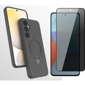 Samsung Galaxy A17 Kılıf M-Safe Şarj Özellikli Standlı Zore Samara Kapak + Privacy Hayalet Ekran Koruyucu