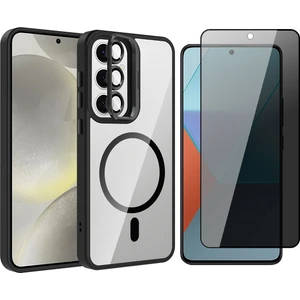 Samsung Galaxy S25 Fe Kılıf Standlı ve Kamera Lens Hediyeli M-Safe Şarj Özellikli Zore Etro Kapak + Hayalet Ekran Koruyucu