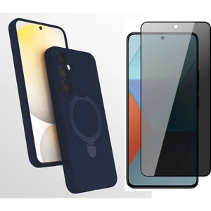 Samsung Galaxy A17 Kılıf M-Safe Şarj Özellikli Standlı Zore Samara Kapak + Privacy Hayalet Ekran Koruyucu