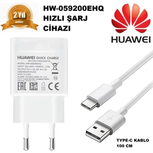 3.0 Qualcomm Huawei HW-059200EHQ Şarj Aleti + Type C USB Kablo %100 Orjinal 9.0V 2 Amper