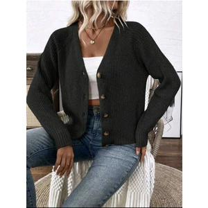 Ekin Demir Basic V Yaka Düğmeli Triko Hırka