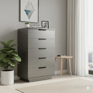 Saten Home Armi 5 Çekmeceli Şifonyer Metalik Gri