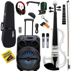 RCZ-606WH-PAK Elektro Keman ve Şarjlı Hoparlör Anfi Mikrofon Seti