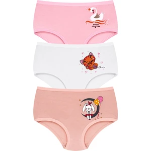 Kız Çocuk Külot 3'lü Baskılı (%96 Pamuk - %4 Elastan)