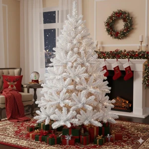 180CM 350 Dal Beyaz Yılbaşı Çam Ağacı Demir Ayaklı
