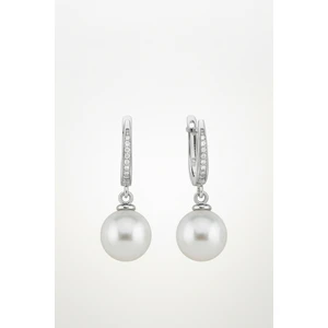 925 Ayar Gümüş Sallantılı Yuvarlak Beyaz Inci Küpe