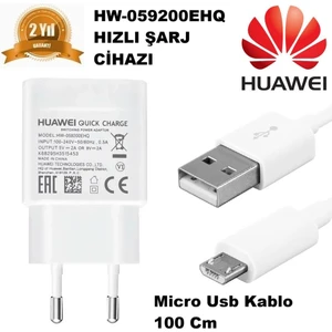 3.0 Qualcomm Huawei HW-059200EHQ Şarj Aleti + Micro USB Kablo %100 Orjinal 9.0V 2 Amper