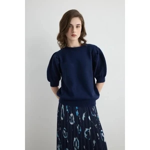 Kolu Büzgülü Triko - Lacivert