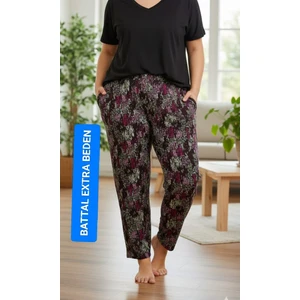 Kadın  Bayan Büyük  Battal  Extra Turbo Jumbo Beden Viskon Penye Kumaş  2 Yan Cepli Pantolon Eşofman Altı Pijama Altı 130 Kilograma Kadar Olur Bol  Likralı Esneyen Kumaş Bel Lastikli Süs Bagcıklı