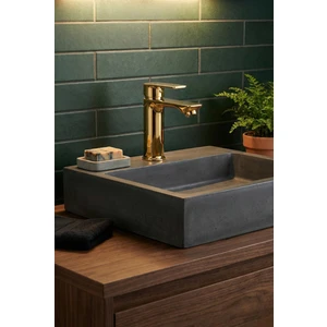 Orion Kalın Gövde %100 Pirinç Gold (Altın) Lavabo Bataryası - Lüx Sabit Lavabo Musluğu