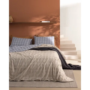 Madame Coco Millard Çift Kişilik Pamuklu Baskılı Nevresim Takımı - Taş/mavi