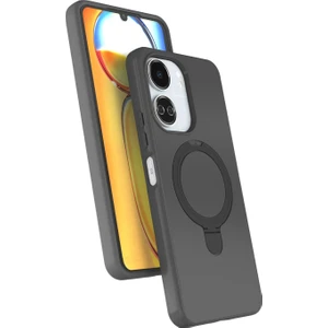 M.TK Moveteck Xiaomi Redmi 13C Kılıf Magsafe Halkalı Extra Standlı Içi Kadife Yumuşak Renkli Silikon Samara Kapak