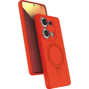 M.TK Moveteck Xiaomi Redmi Note 13 Pro 4g Kılıf Magsafe Halkalı Extra Standlı Içi Kadife Yumuşak Renkli Silikon Samara Kapak