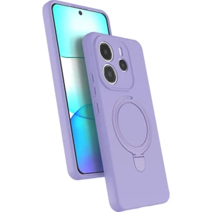 M.TK Moveteck  Xiaomi Redmi Note 14 4g Kılıf Magsafe Halkalı Extra Standlı Içi Kadife Yumuşak Renkli Silikon Samara Kapak