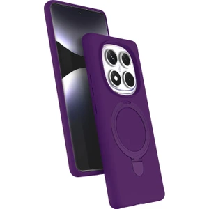 M.TK Moveteck Xiaomi Redmi Note 14 Pro 4g Kılıf Magsafe Halkalı Extra Standlı Içi Kadife Yumuşak Renkli Silikon Samara Kapak