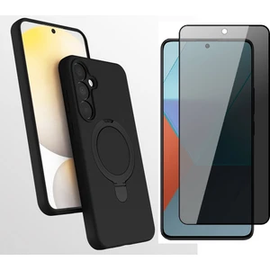 Samsung Galaxy A17 Kılıf M-safe Şarj Özellikli Standlı Zore Samara Kapak + Hayalet Cam Ekran Koruyucu