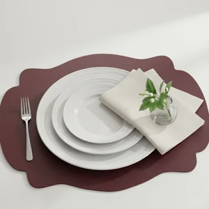 Grand Fine Art 2 Adet Deri Dikdörtgen Amerikan Servis 33X44 cm Simetrik Desenler Serisi 120