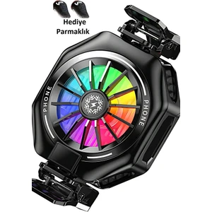 Telefon Soğutucu Fan Radyatörlü Magsafeli ve Aparatlı 27W Power 3 Farklı Derece Ayarlı Rgb Işıklı Fan