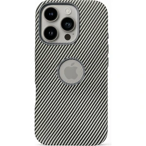 Apple iPhone 15 Pro Kılıf Magsafe Wireless Şarj Özellikli Karbonfiber Desenli Kapak