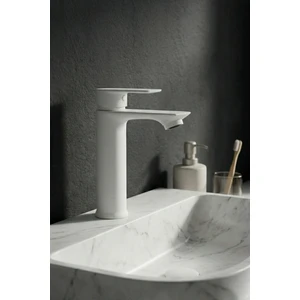 Orion Kalın Gövde %100 Pirinç Beyaz Lavabo Bataryası - Lüx Sabit Lavabo Musluğu