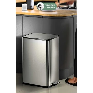 Dikdörtgen Paslanmaz Çöp Kovası 40 Litre - Inox