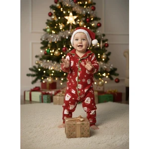 Luna Mia Baby Yılbaşı Temalı Bebe Pijama Takımı ( 3 Parça Alt-Üst-Şapka Halimde Gönderilir) 9/12/18/24 Ay Seçeneği