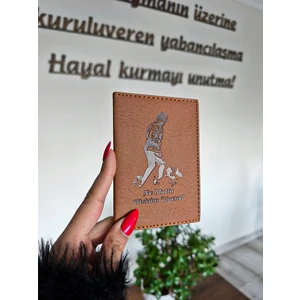 Efe Deri Dikişli Ata Baskılı Oto Ruhsat Kılıfı Deri Araç Ruhsat Koruyucu Ruhsatlık