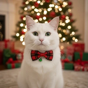 Coco Pet Yılbaşı Temalı Papyonlu Kedi Boyun Tasması Neol Kedi Tasması Arkadan Bağlamalı