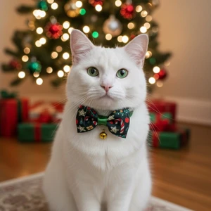 Coco Pet Yılbaşı Temalı Papyonlu Kedi Boyun Tasması Neol Kedi Tasması Arkadan Bağlamalı