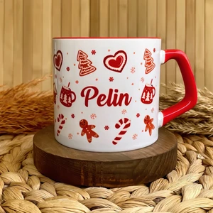 Loren Gift Yılbaşı Temalı Kişiye Özel Isimli Porselen Lüks Kupa - Gingerbread