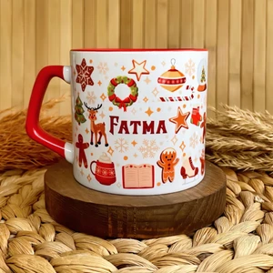 Loren Gift Yılbaşı Temalı Kişiye Özel Isimli Porselen Lüks Kupa - Winter