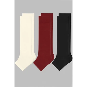 3 Çift Burunsuz Basic Pamuk İçerikli Yoga Tozluk