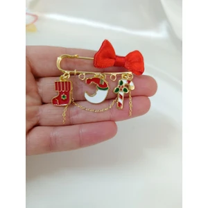 Minik Adımlar Yılbaşı Temalı Yaka Iğnesi Yeniyıl Broş Yılbaşı Hediyesi