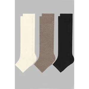 3 Çift Burunsuz Basic Pamuk İçerikli Yoga Tozluk