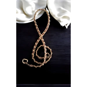 Suni Derili Metal Çanta Zincir Seti Zincir Uzunluk 115 cm ( Taba Renk )
