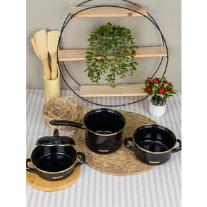 Savaşan Emaye Emaye Midi Tencere Seti, Sütlük, Sosluk Kapaklı Tencere Seti