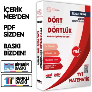 Karakutu Yayınları 2026 YKS-TYT MEBİ-OGM Dört Dörtlük Matematik Pekiştirme Testi A4 Renkli Soru Bankası BASKI ÜCRETİ