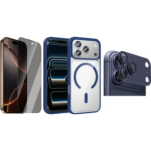 iPhone 17 Pro Max Kılıf M-safe Wireless Şarj Özellikli Silikon Zore Ege Kapak + Kamera Lens + Hayalet Ekran Koruyucu