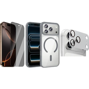 iPhone 17 Pro Max Kılıf M-safe Wireless Şarj Özellikli Silikon Zore Ege Kapak + Kamera Lens + Hayalet Ekran Koruyucu