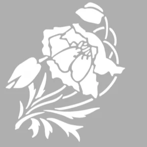 Gelincik Tomurcukları Stencil Tasarımı 30 x 30 cm